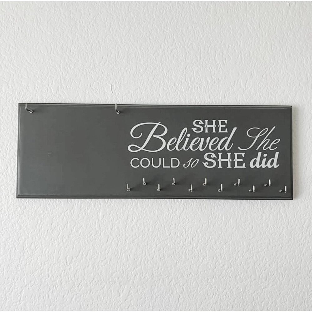 Wall Hanging Wood Race 5k Running Medal & BIB Holder